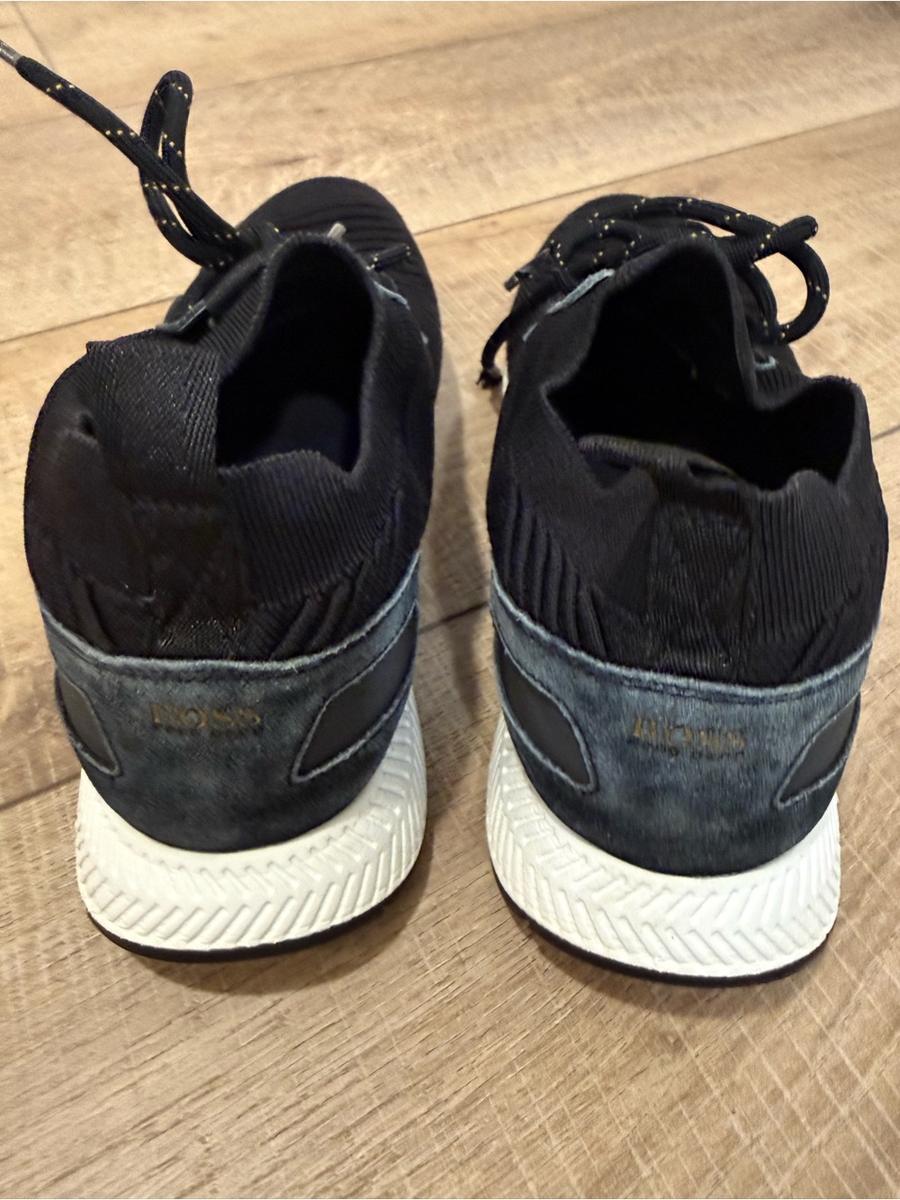 BOSS Black Knit Slip-On Lace Sneakers with White Sole - Picture 5 of 5